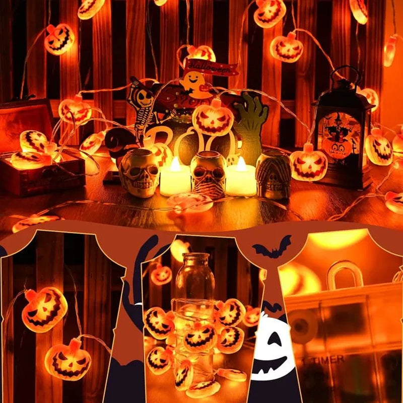 Lumières De Citrouille D'Halloween, 3M 20 LED Étanches Pour L'Extérieur, Lumières Féeriques D'Halloween À Piles