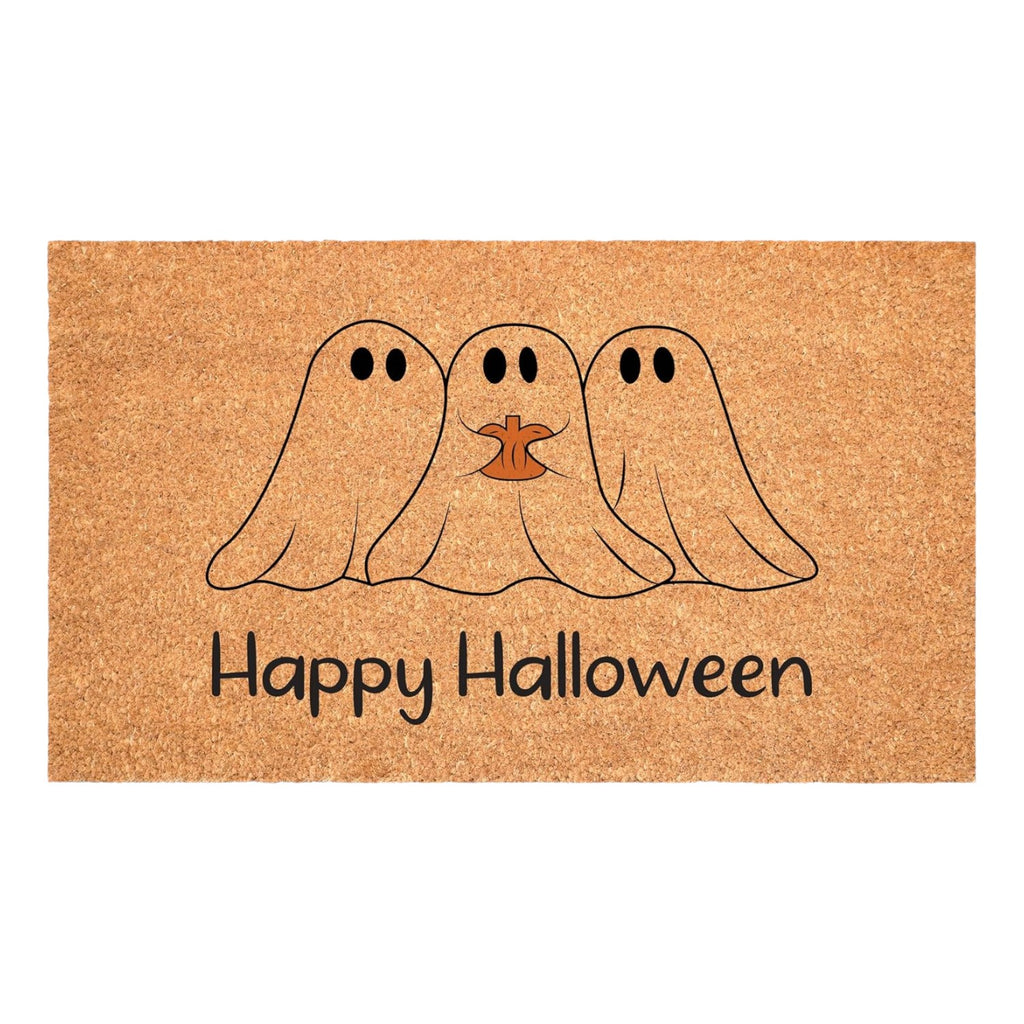24" X 36" Black And Natural Halloween Halloween Happy Halloween Outdoor Coir Door Mat