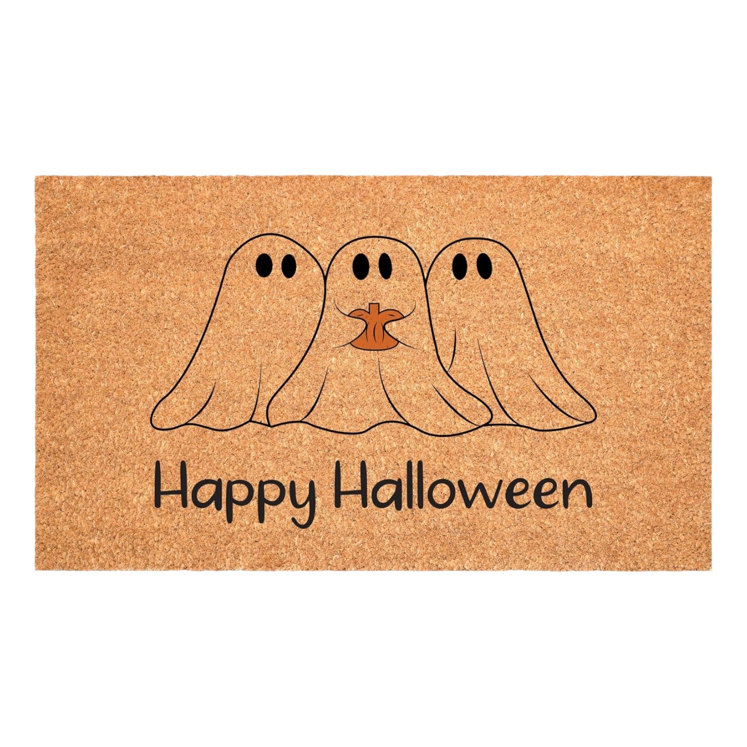 24" X 36" Black And Natural Halloween Halloween Happy Halloween Outdoor Coir Door Mat
