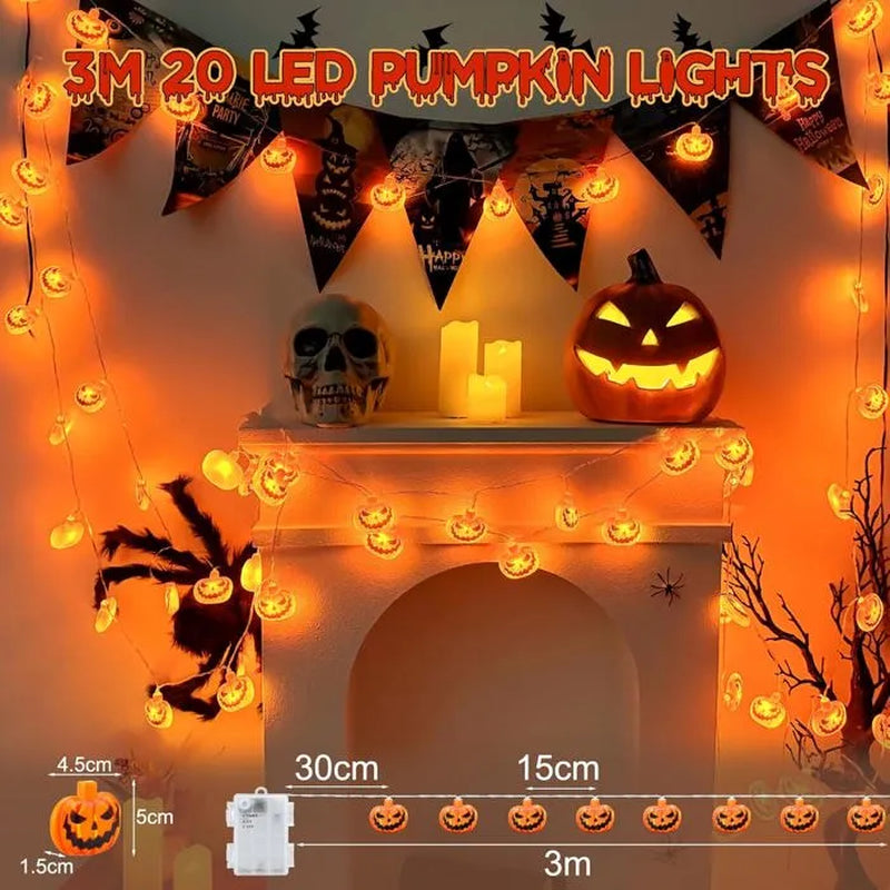 Lumières De Citrouille D'Halloween, 3M 20 LED Étanches Pour L'Extérieur, Lumières Féeriques D'Halloween À Piles