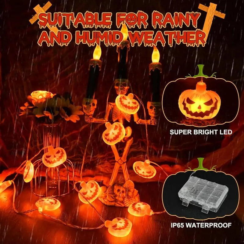 Lumières De Citrouille D'Halloween, 3M 20 LED Étanches Pour L'Extérieur, Lumières Féeriques D'Halloween À Piles