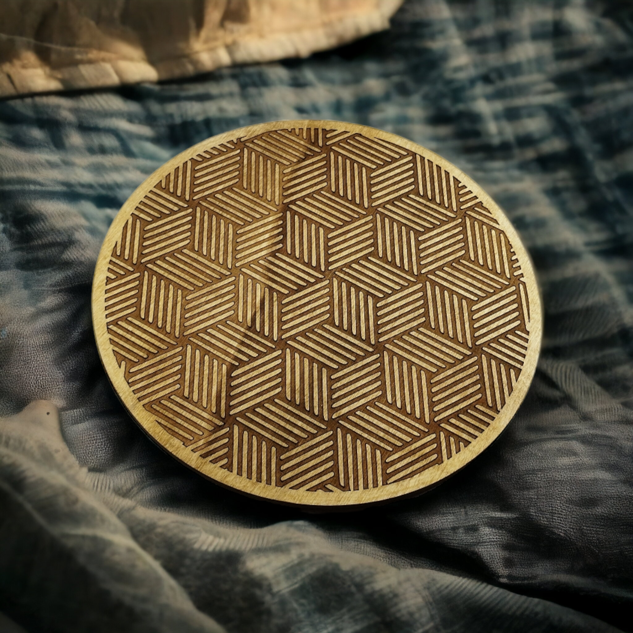 Pot Holder Geometric Cubes - Minimalism - Wood - Handmade Gift - Housewarming - Wood Kitchenware