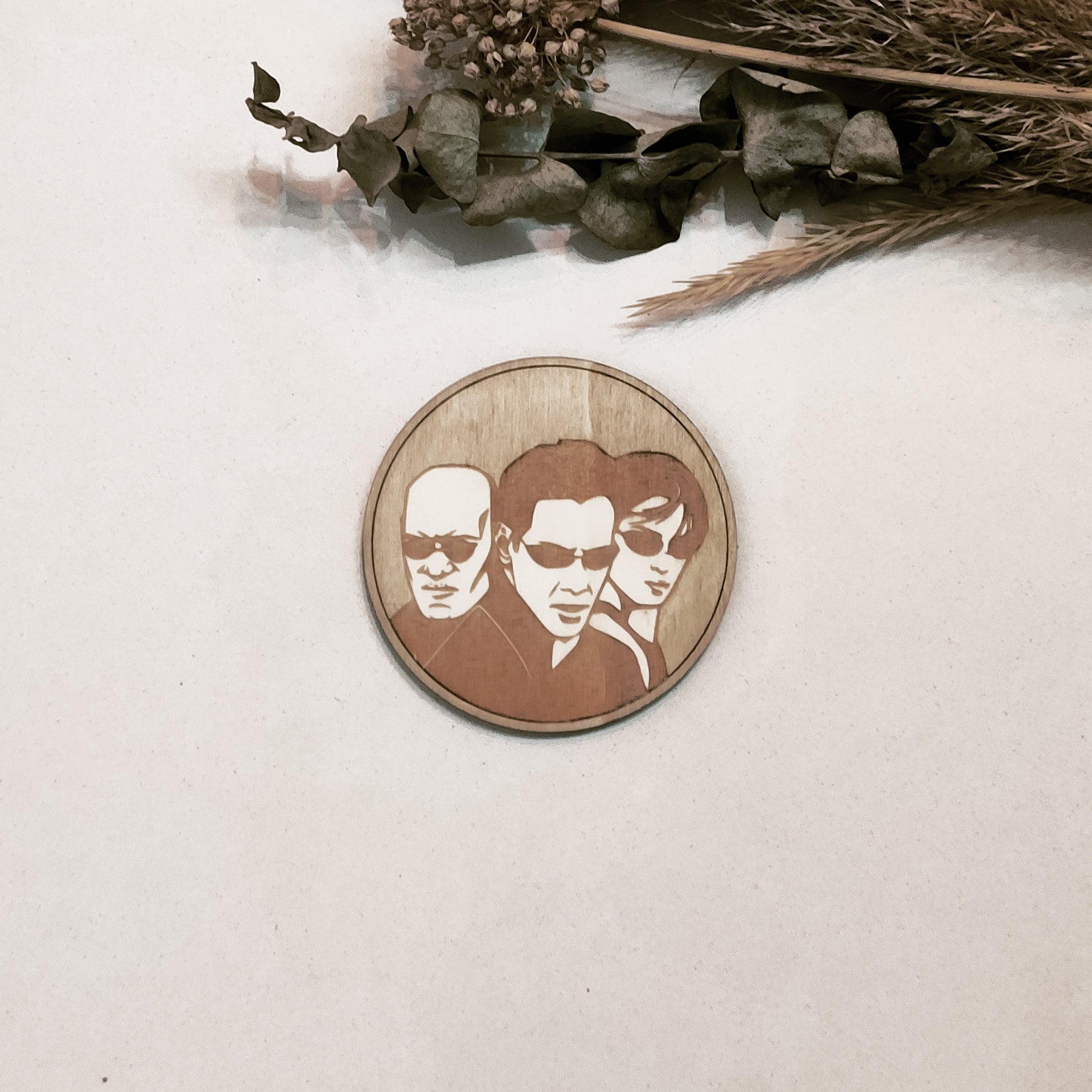 Set of 4 The Matrix Wooden Coasters - Handmade Gift - Housewarming - Wood Kitchenware