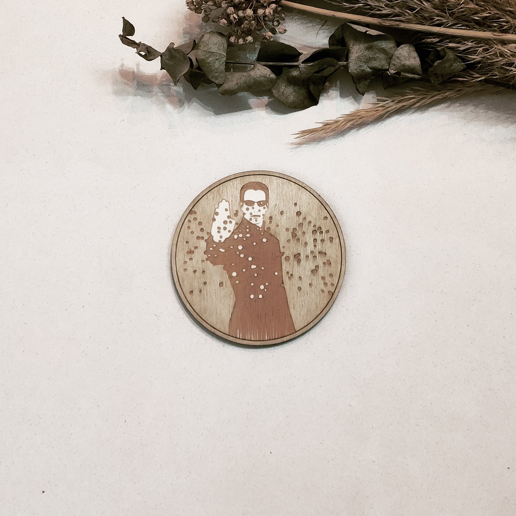 Set of 4 The Matrix Wooden Coasters - Handmade Gift - Housewarming - Wood Kitchenware