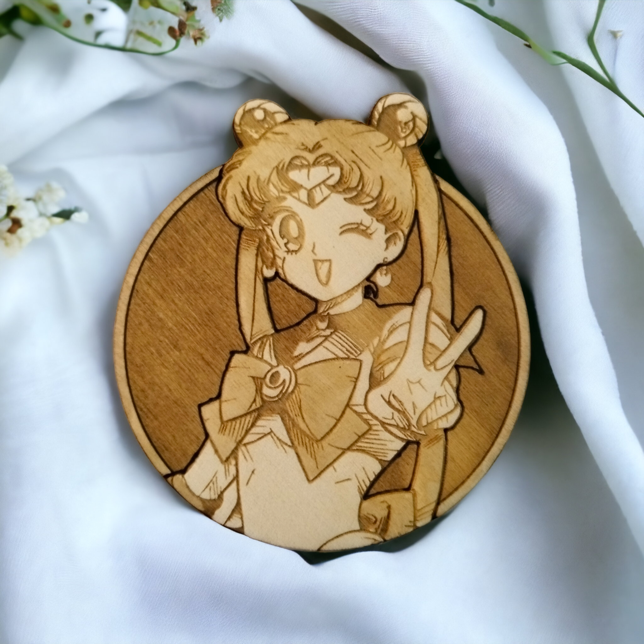 Set of 6 Empowering Women of Anime Wooden Coasters - Handmade Gift - Housewarming - Wood Kitchenware