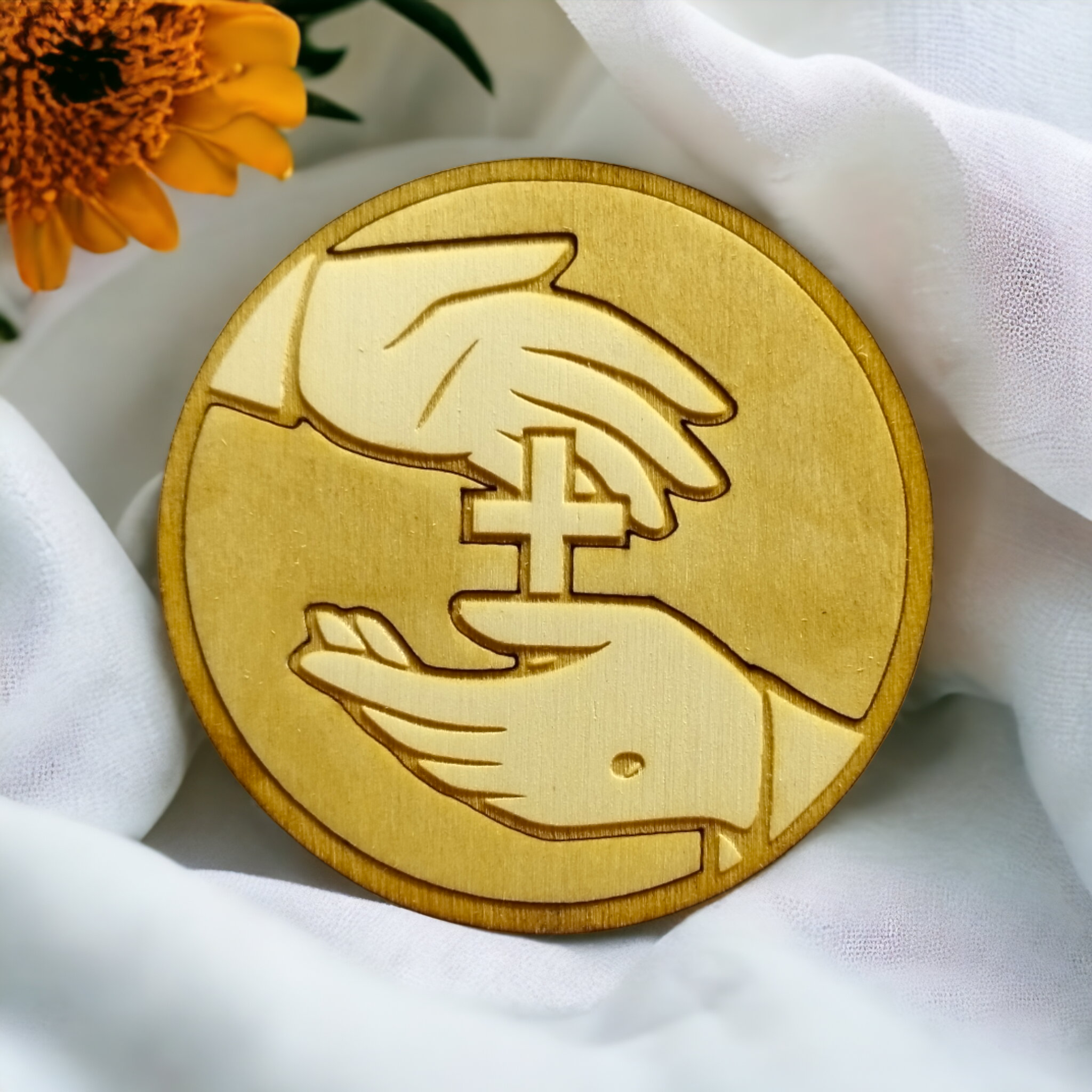 Set of 6 Religious Wooden Coasters - Handmade Gift - Wood Kitchenware -