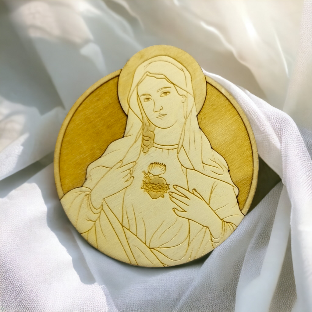 Set of 6 Religious Wooden Coasters - Handmade Gift - Wood Kitchenware -