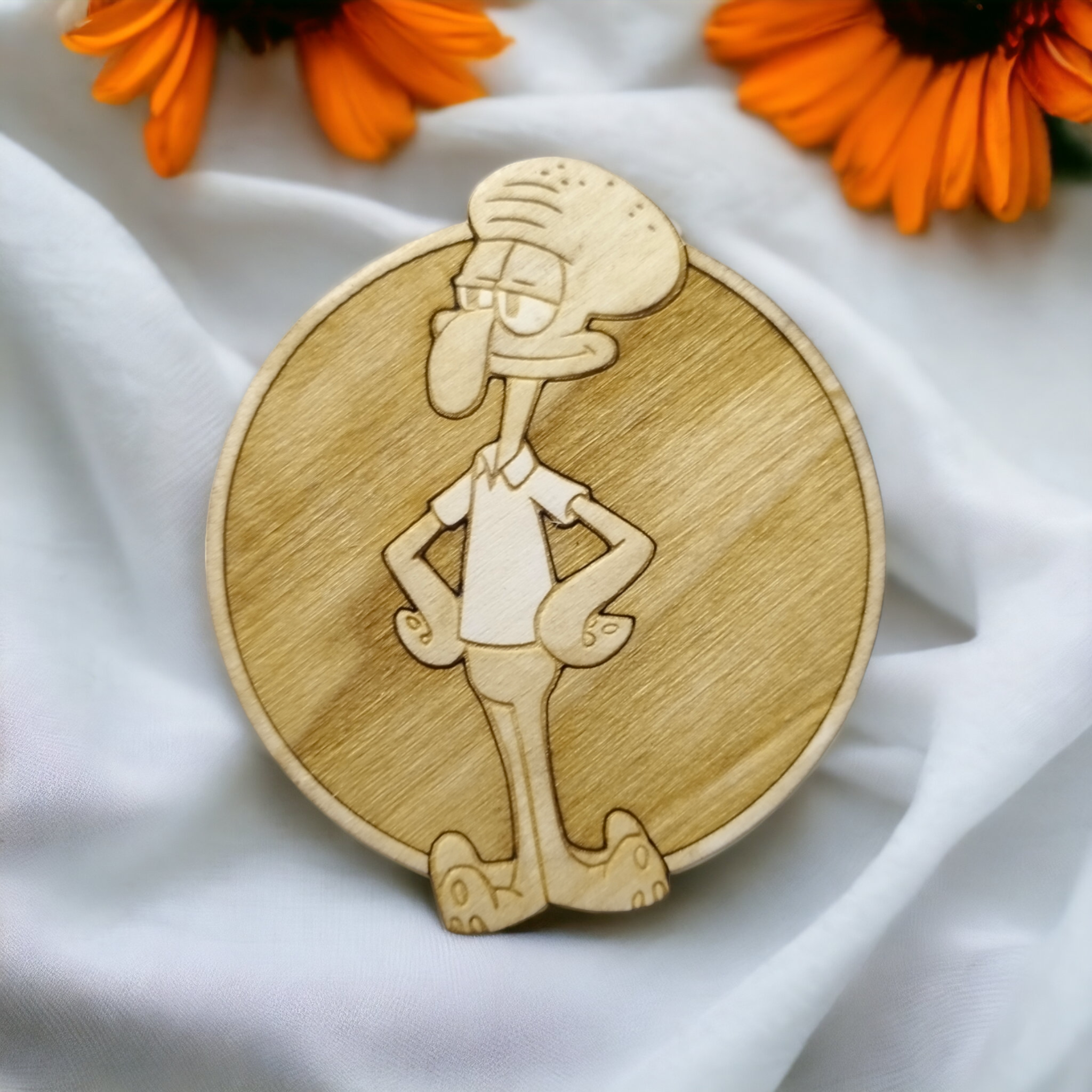 Set of 6 Sponge Bob Wooden Coasters - Handmade Gift - Wood Kitchenware -