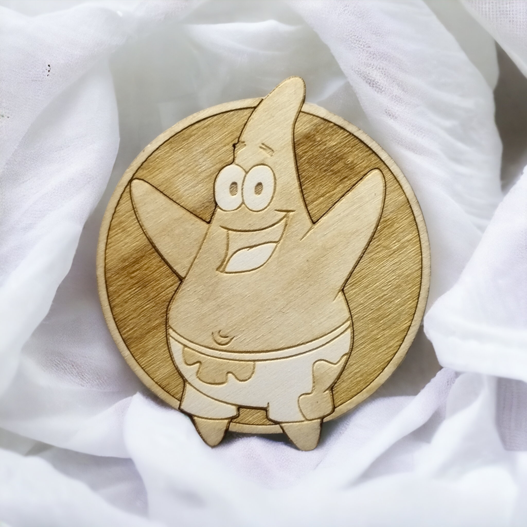 Set of 6 Sponge Bob Wooden Coasters - Handmade Gift - Wood Kitchenware -