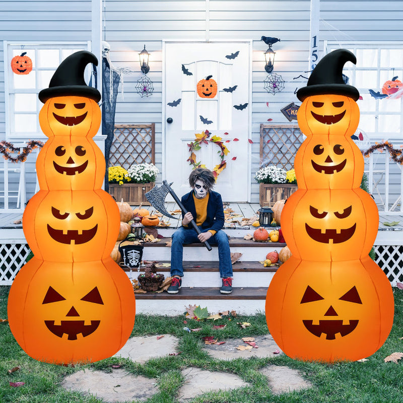 8 Feet Inflatable Halloween Pumpkins Stack with Built-In LED Lights