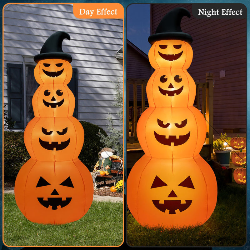 8 Feet Inflatable Halloween Pumpkins Stack with Built-In LED Lights