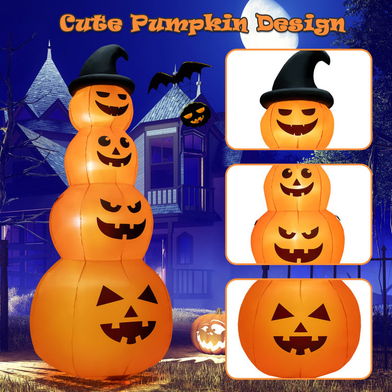 8 Feet Inflatable Halloween Pumpkins Stack with Built-In LED Lights